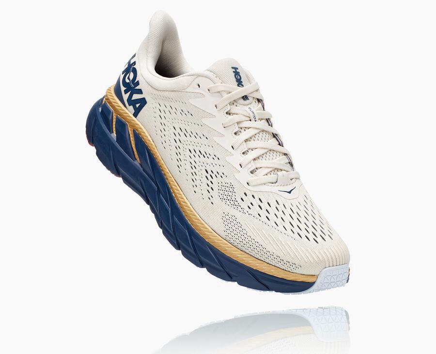 Hoka One One Løbesko Herre - Clifton 7 - Hvide/Blå - 315429OND